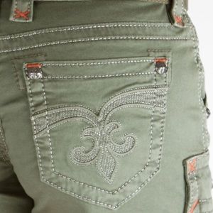 Rock Revival Frayed Stretch Short | Olive Color